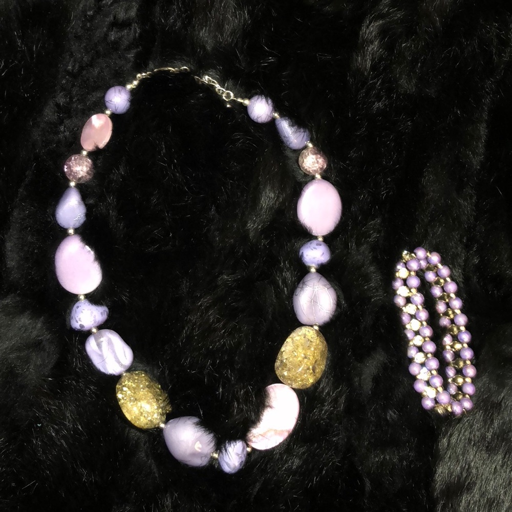 🔥5 for $25🔥 Purple/Gold Necklace and Bracelet